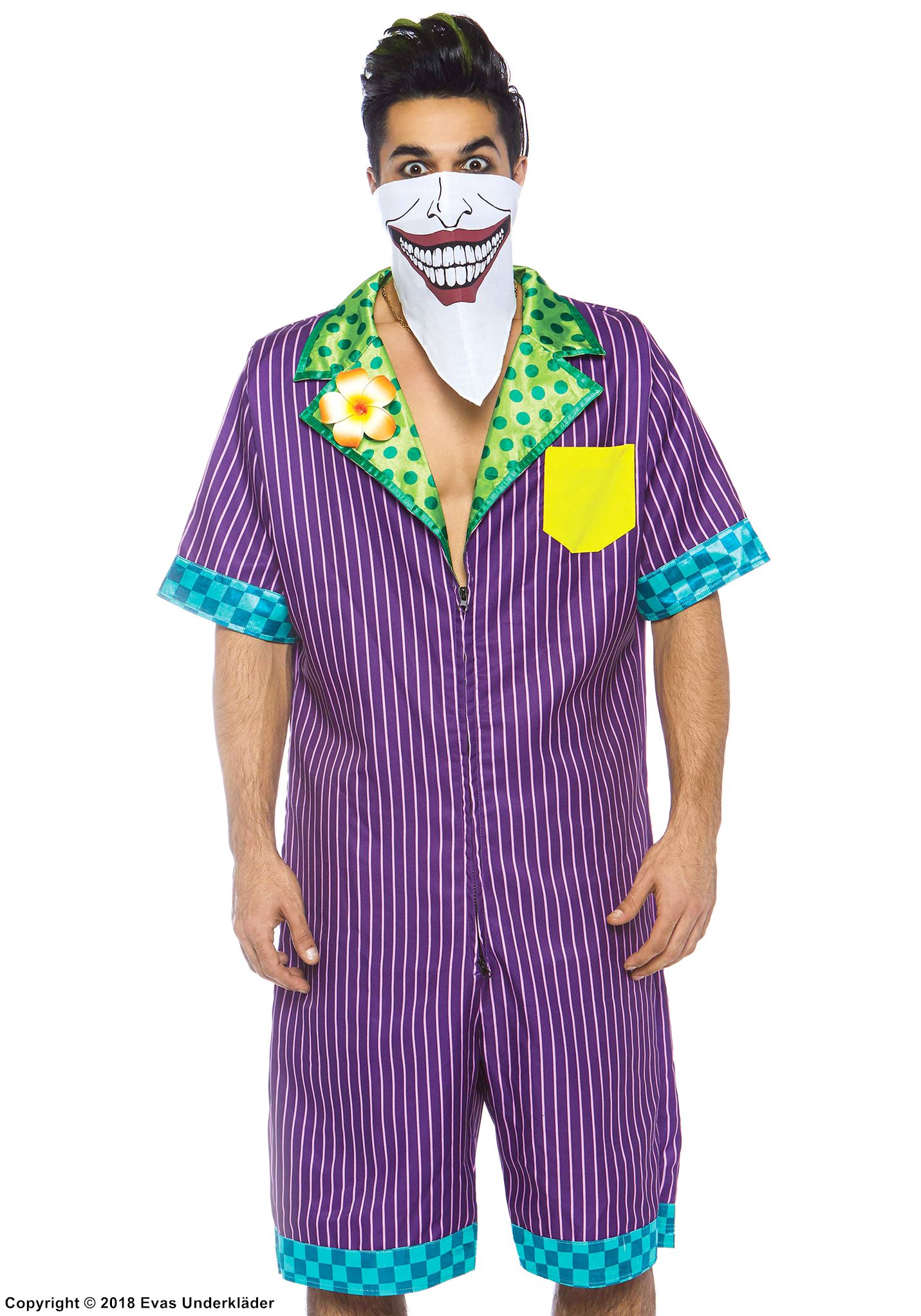 Joker aus Batman, Kostüm-Overall, Tasche, vertikale Streifen